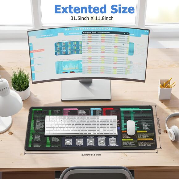Excel Cheat Sheet Desk Pad 31.5x11.8 Mouse Pad with Shortcuts QR Tutorials Mat - Picture 7 of 7